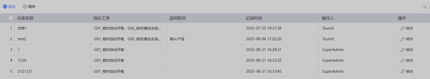 追溯报表列表